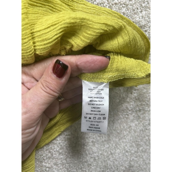 Milk & Honey Womens XS Yellow Crochet Ruffle Peplum Boho Summer Tank Halter Boho - Picture 6 of 9